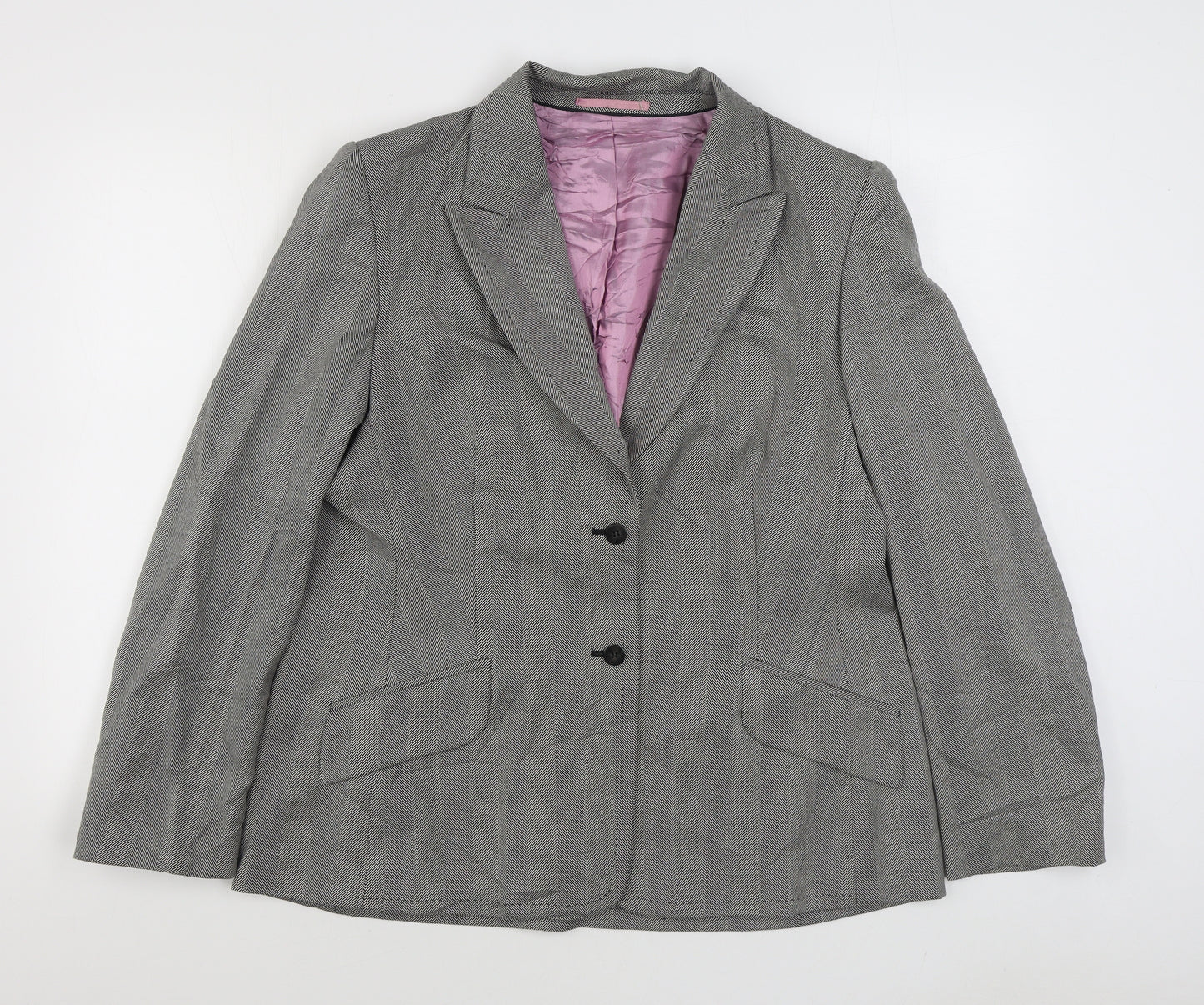 NEXT Womens Grey Herringbone Wool Jacket Blazer Size 18