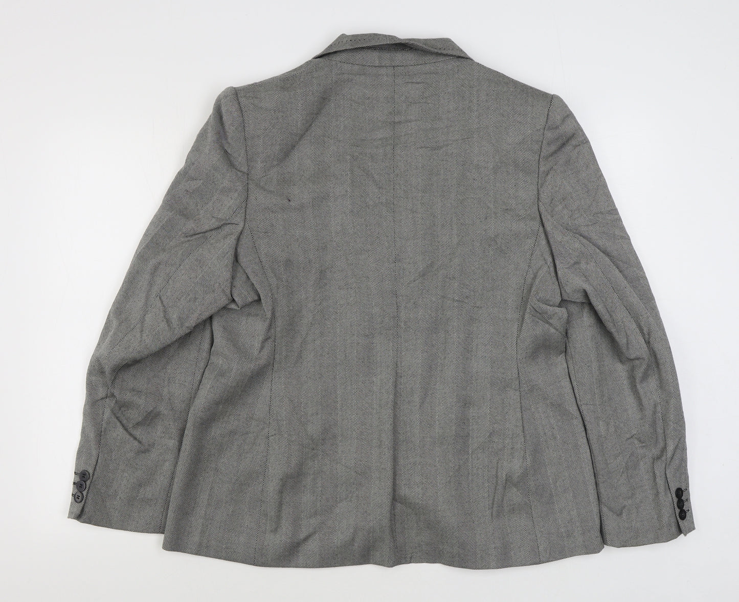 NEXT Womens Grey Herringbone Wool Jacket Blazer Size 18