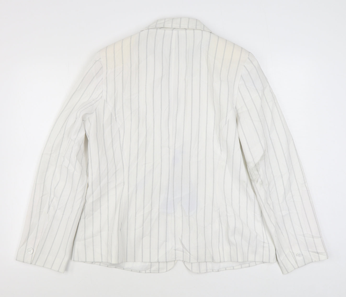 Evie Womens White Striped  Jacket Blazer Size 18  Button