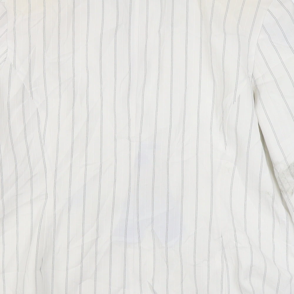 Evie Womens White Striped  Jacket Blazer Size 18  Button