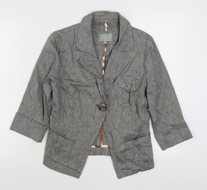 Per Una Womens Grey   Jacket Blazer Size 10  Button