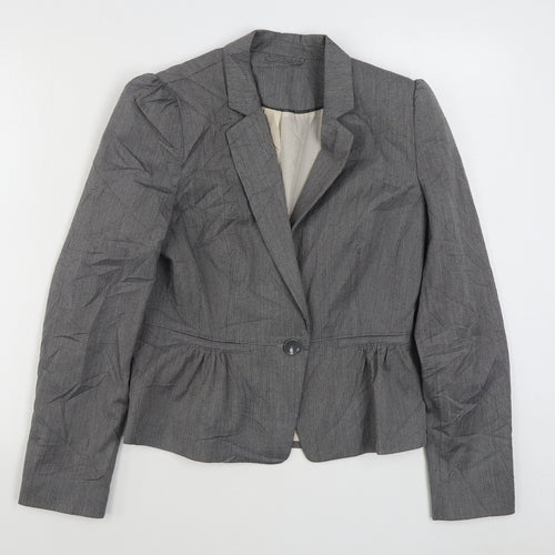 New Look Womens Grey   Jacket Blazer Size 12  Button