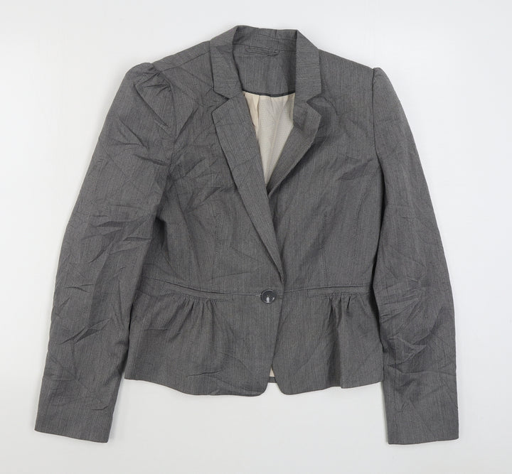 New Look Womens Grey Jacket Blazer Size 12 Button