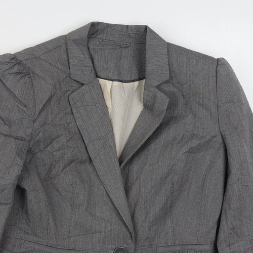 New Look Womens Grey   Jacket Blazer Size 12  Button