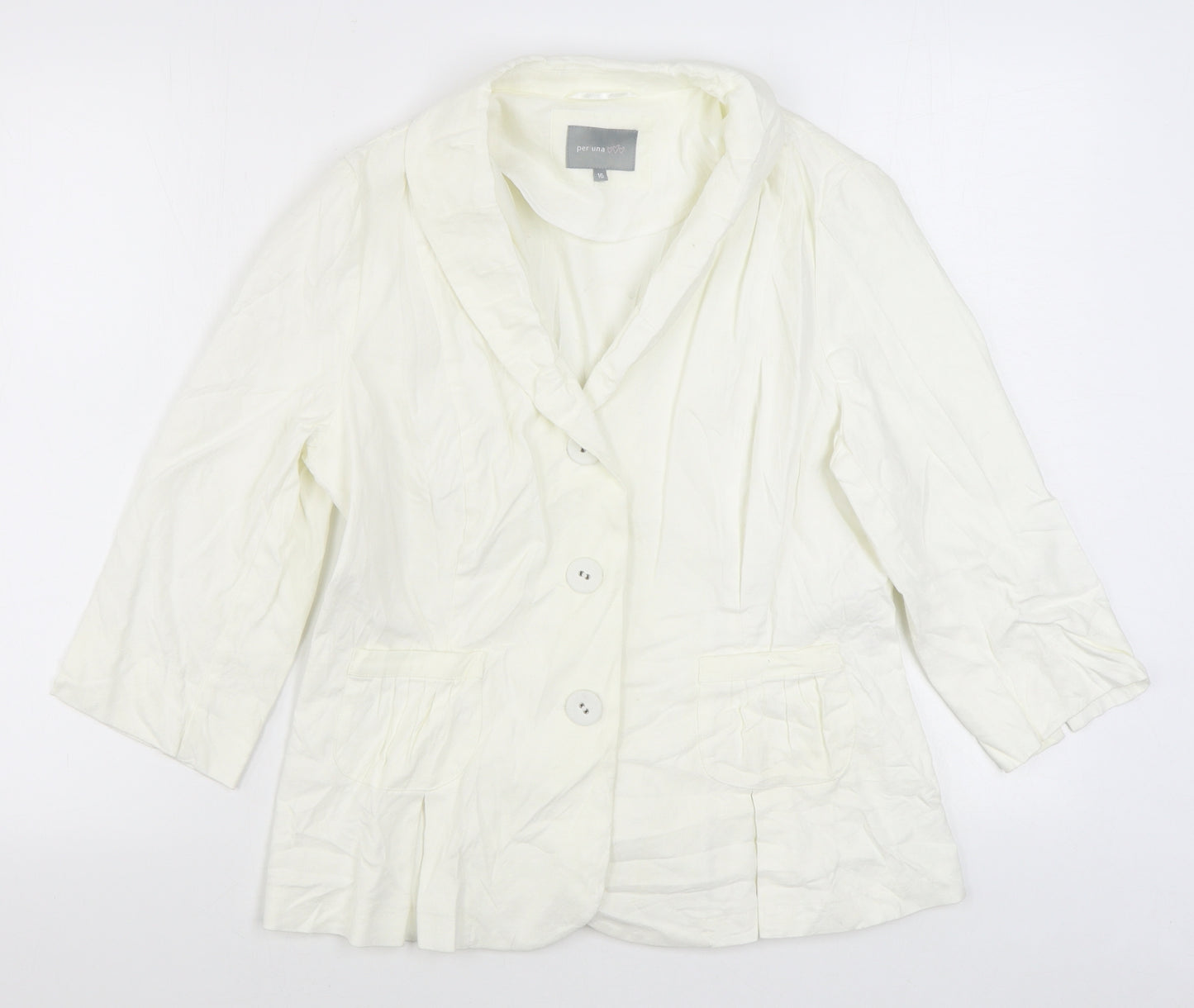Per Una Womens White   Jacket Blazer Size 16  Button