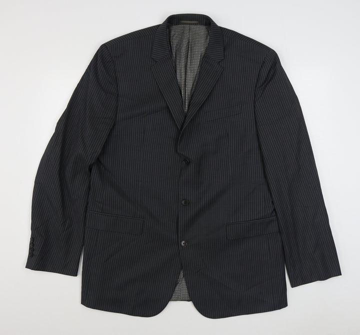 NEXT Mens Black Striped Wool Jacket Suit Jacket Size 44