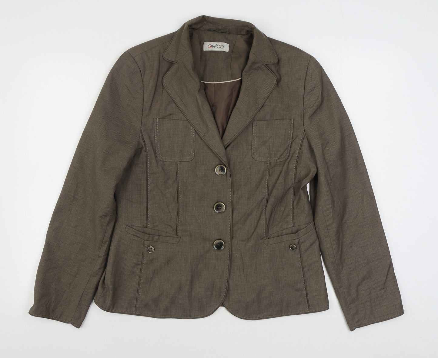 Gelco Womens Brown   Jacket Blazer Size 10  Button