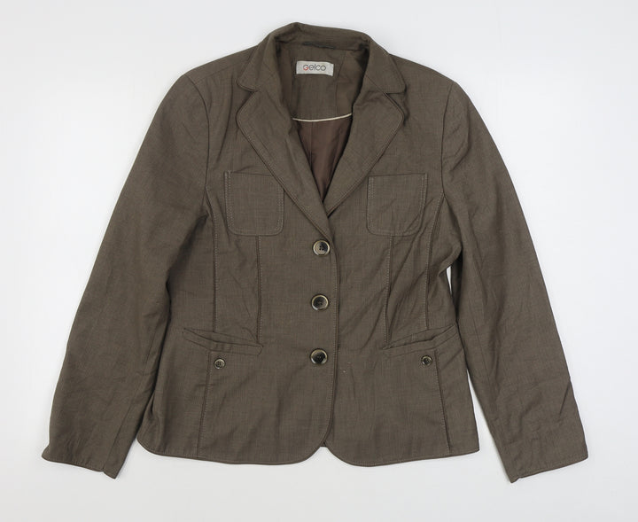 Gelco Womens Brown   Jacket Blazer Size 10  Button
