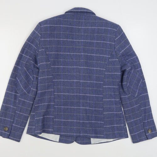 TU Womens Blue Plaid  Jacket Blazer Size 12  Button