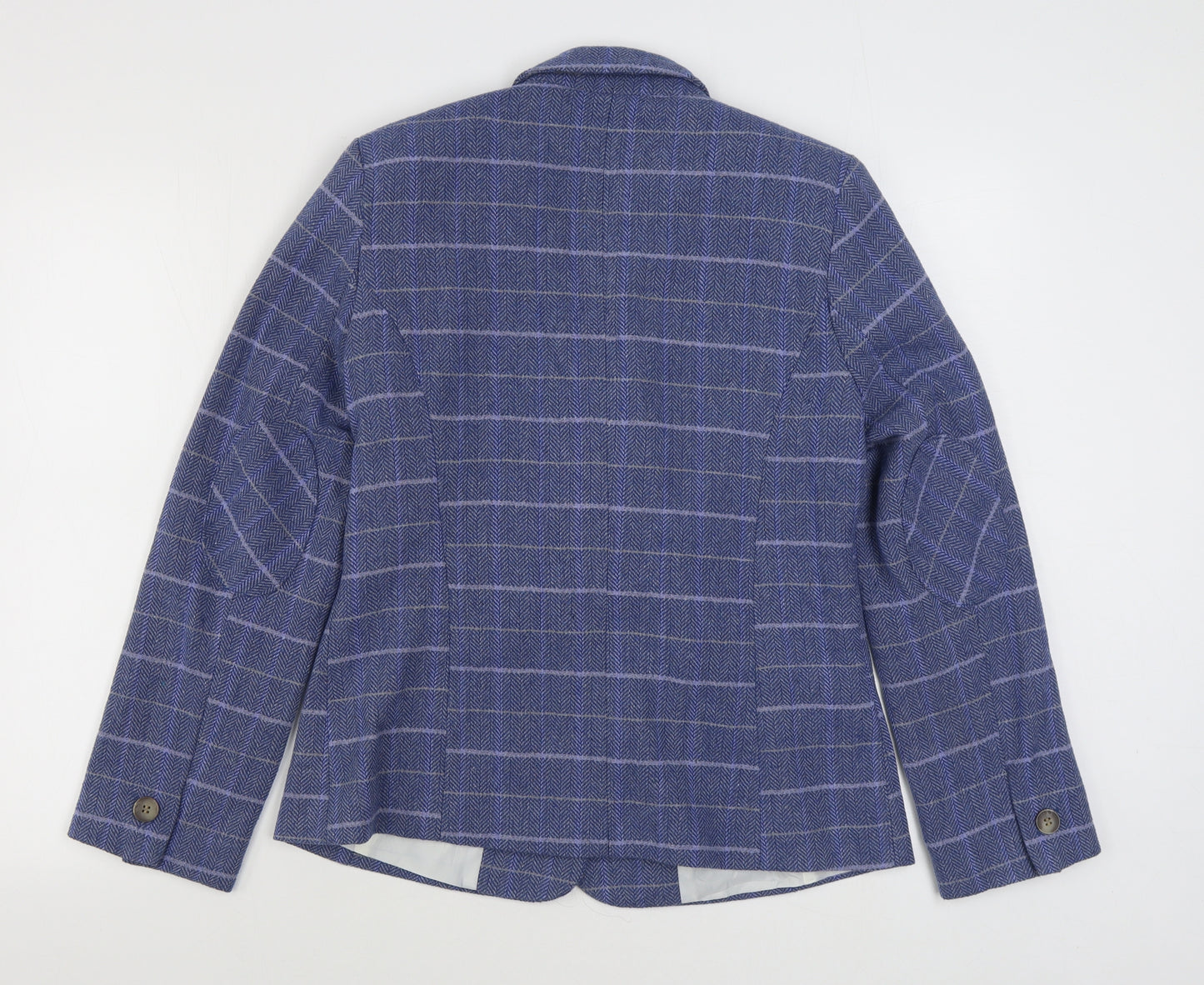 TU Womens Blue Plaid  Jacket Blazer Size 12  Button