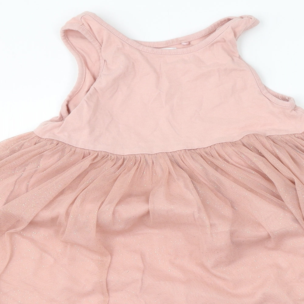 NEXT Girls Pink  Polyester Fit & Flare  Size 6 Years  Round Neck