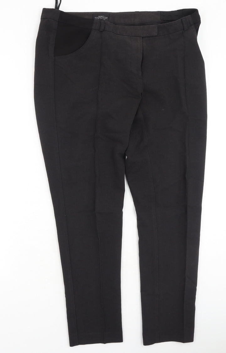 Topshop Womens Black Polyester Trousers Size 10 L26 in Regular