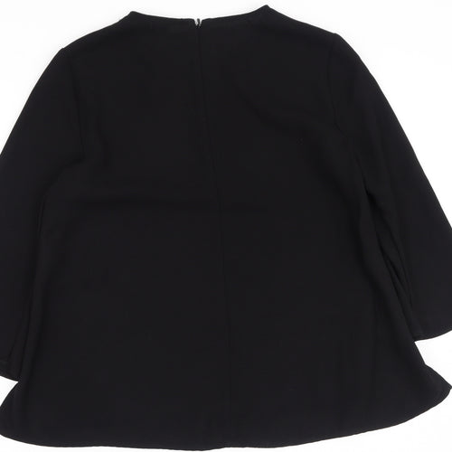 Topshop Womens Black  Polyester Basic Blouse Size 8 Round Neck
