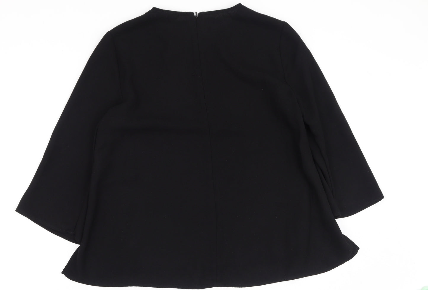 Topshop Womens Black  Polyester Basic Blouse Size 8 Round Neck