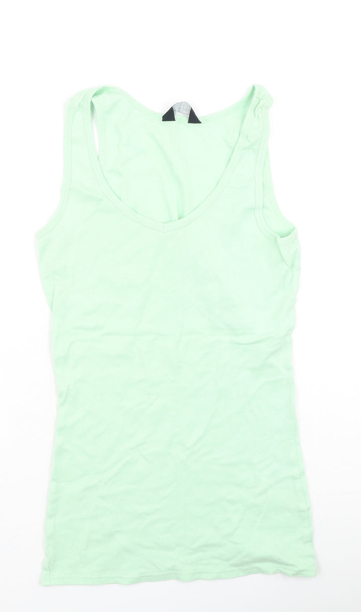 Dorothy Perkins Womens Green  Cotton Camisole Tank Size 12 Round Neck