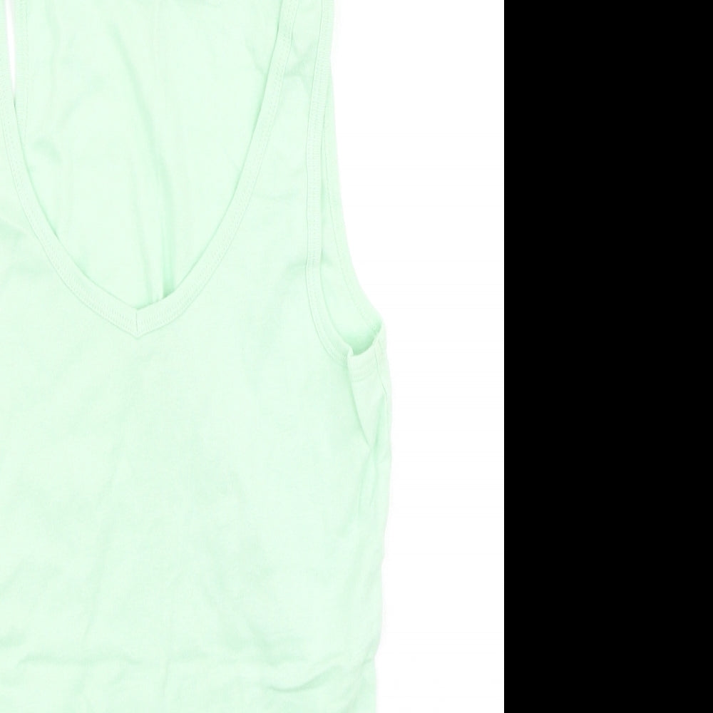Dorothy Perkins Womens Green  Cotton Camisole Tank Size 12 Round Neck