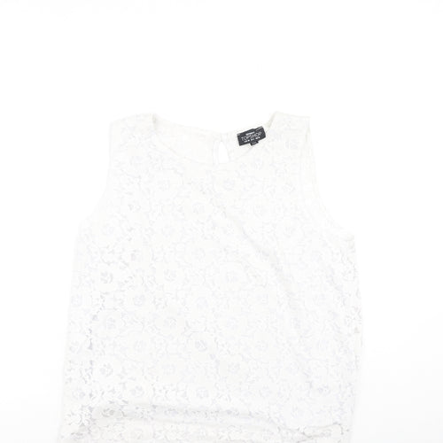 Topshop Womens Ivory  Polyester Camisole Tank Size 10 Round Neck