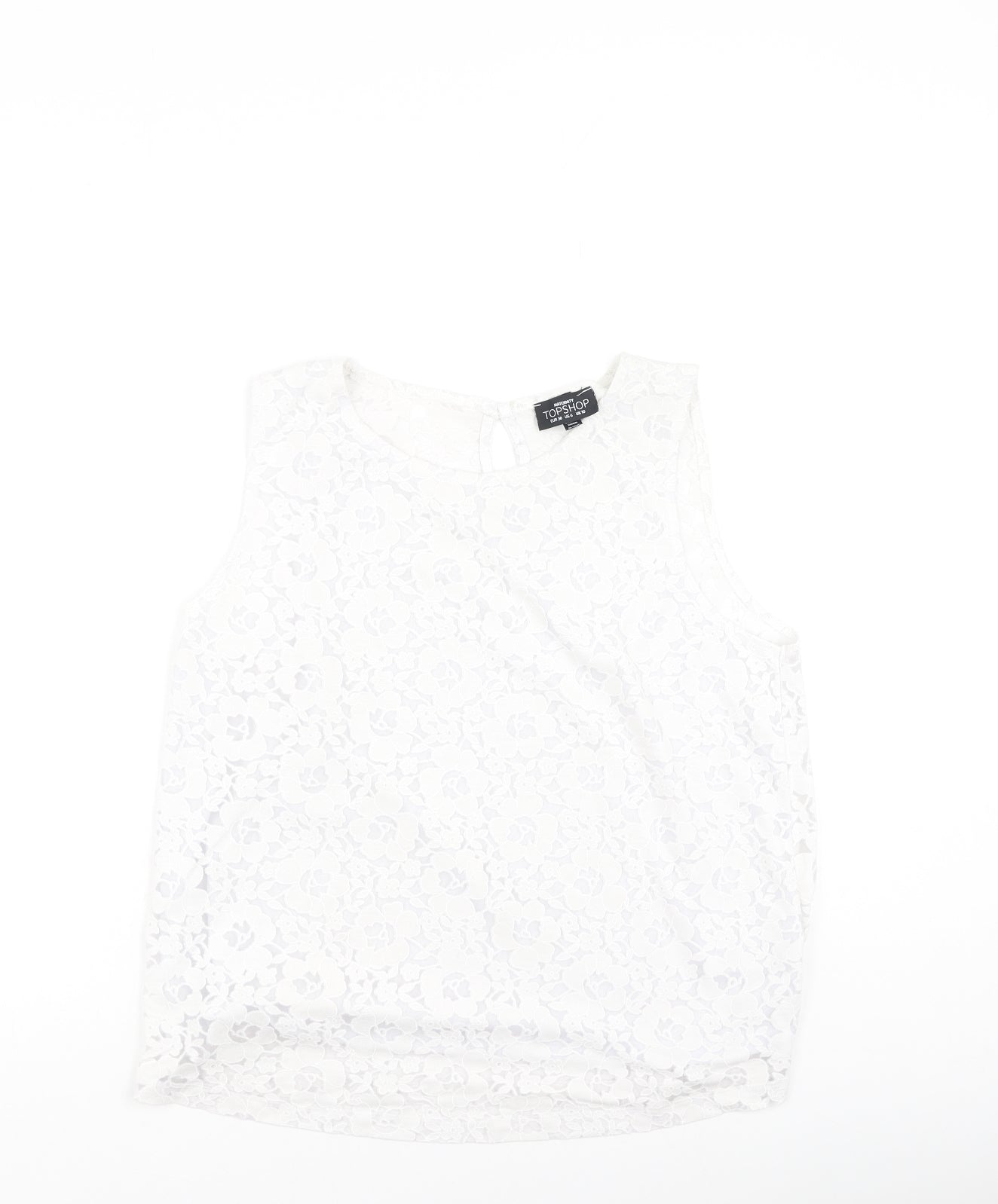 Topshop Womens Ivory  Polyester Camisole Tank Size 10 Round Neck