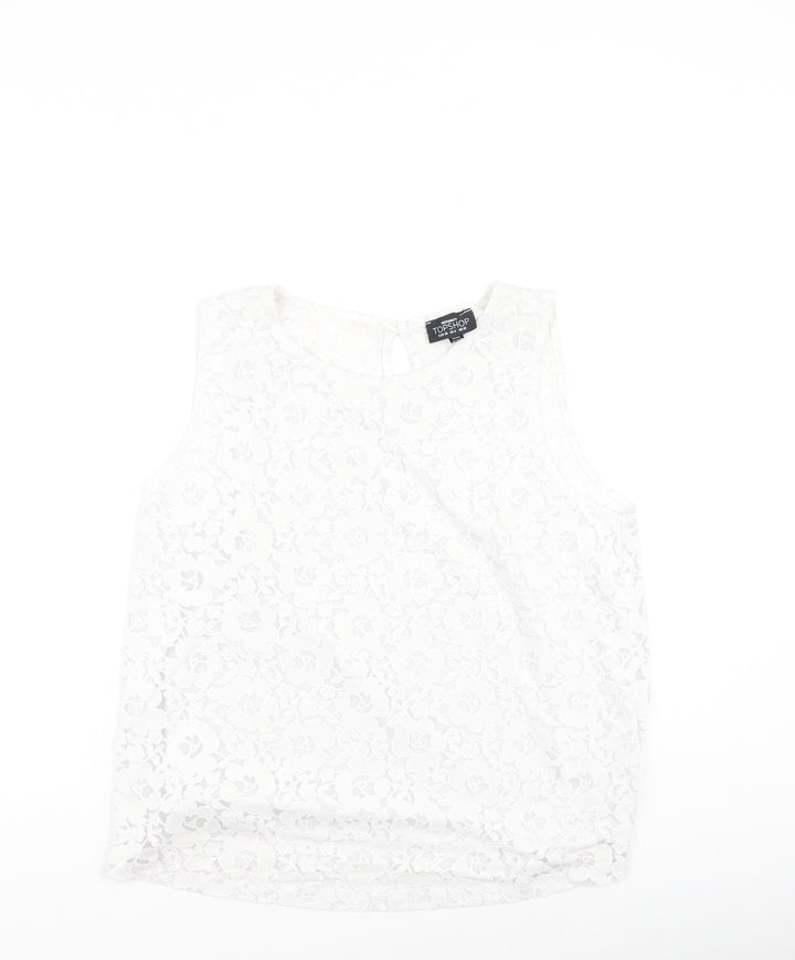 Topshop Womens Ivory  Polyester Camisole Tank Size 10 Round Neck
