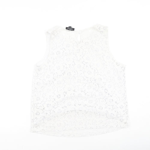 Topshop Womens Ivory  Polyester Camisole Tank Size 10 Round Neck
