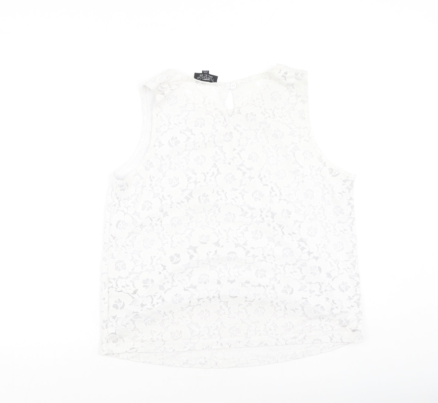 Topshop Womens Ivory  Polyester Camisole Tank Size 10 Round Neck