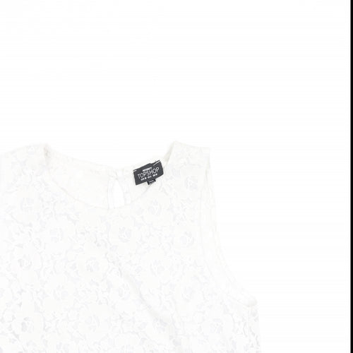 Topshop Womens Ivory  Polyester Camisole Tank Size 10 Round Neck