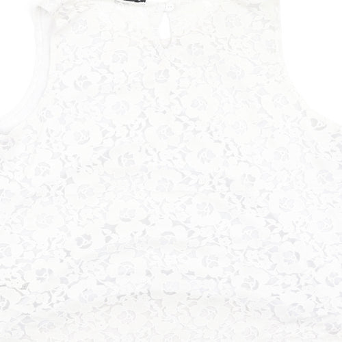 Topshop Womens Ivory  Polyester Camisole Tank Size 10 Round Neck