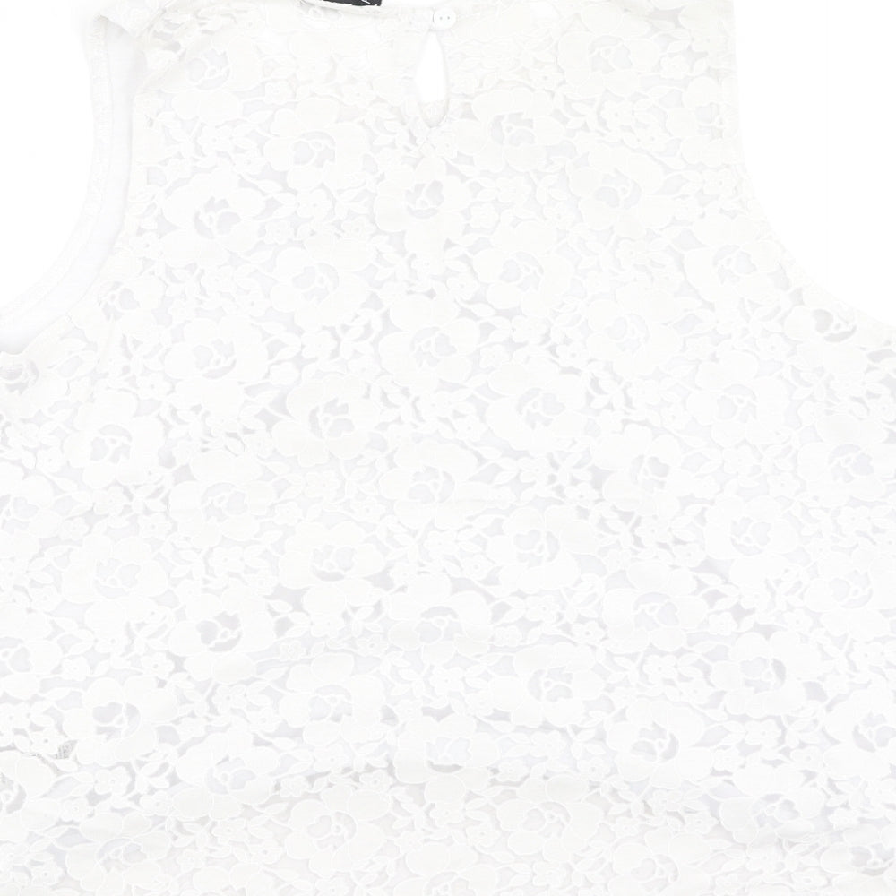 Topshop Womens Ivory  Polyester Camisole Tank Size 10 Round Neck