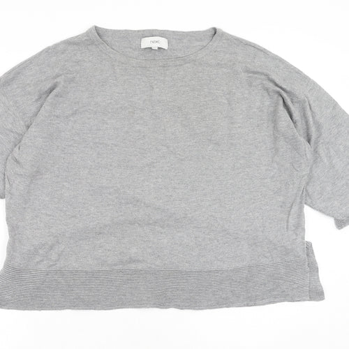 NEXT Womens Grey Round Neck  Cotton Pullover Jumper Size 16