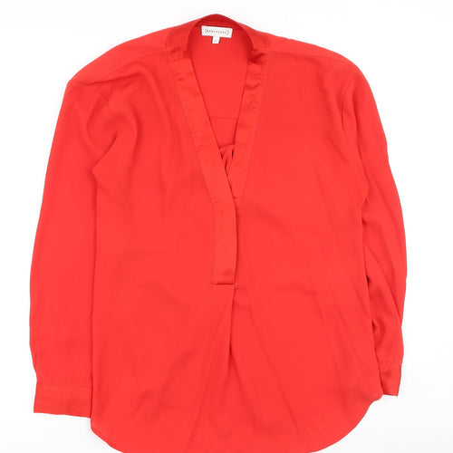Warehouse Womens Red  Polyester Basic Blouse Size 10 V-Neck
