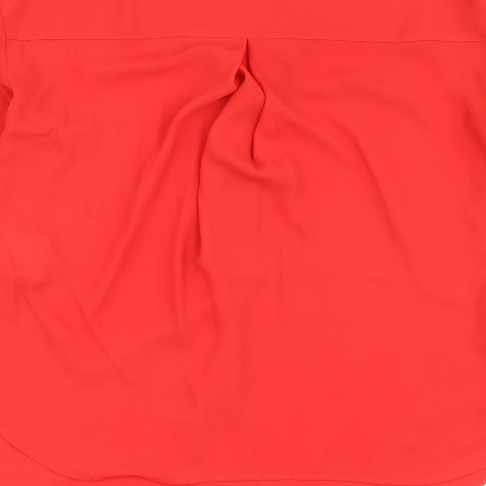 Warehouse Womens Red  Polyester Basic Blouse Size 10 V-Neck