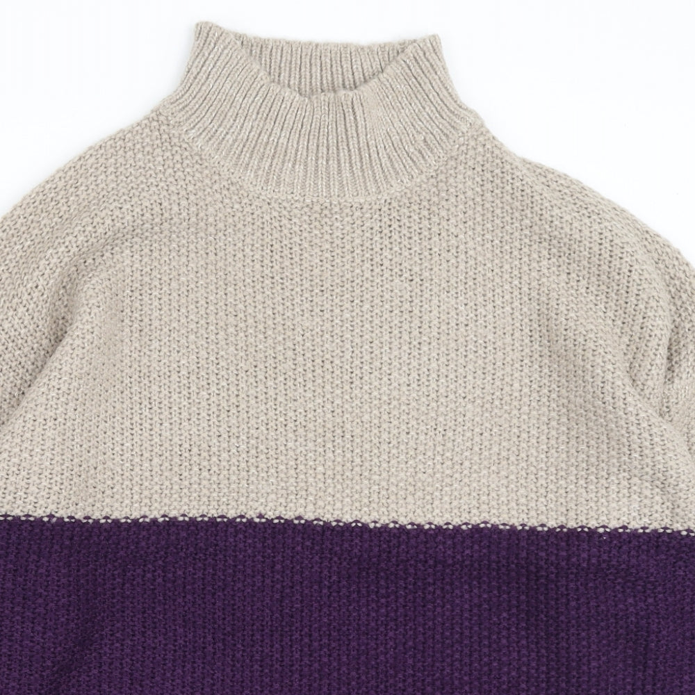 Pep & Co Womens Multicoloured High Neck  Acrylic Pullover Jumper Size XL