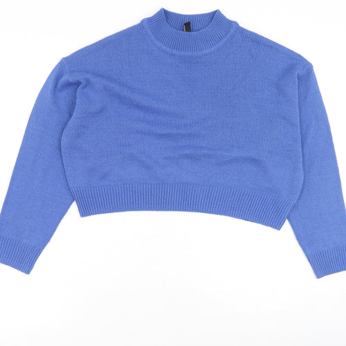 Divided Womens Blue Round Neck  Acrylic Pullover Jumper Size S