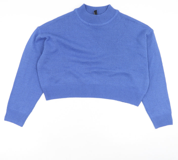 Divided Womens Blue Round Neck Acrylic Pullover Jumper Size S