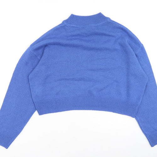 Divided Womens Blue Round Neck  Acrylic Pullover Jumper Size S