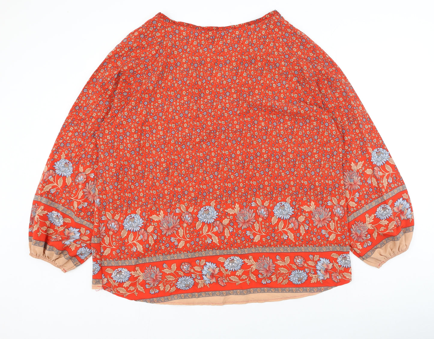 Zanzea Womens Multicoloured Floral Polyester Basic Blouse Size 4XL V-Neck
