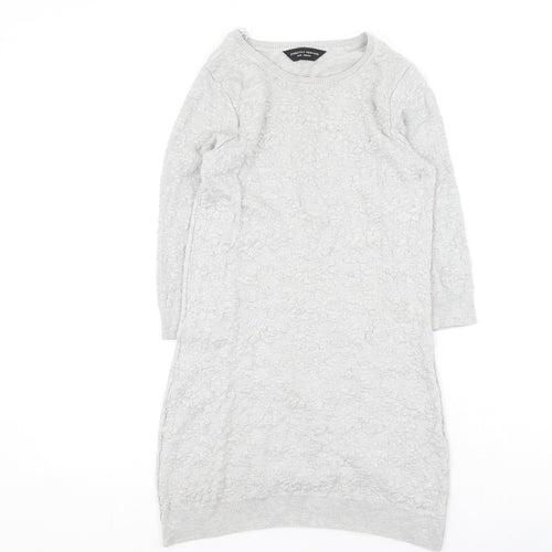 Dorothy Perkins Womens Grey Round Neck  Viscose Pullover Jumper Size 10