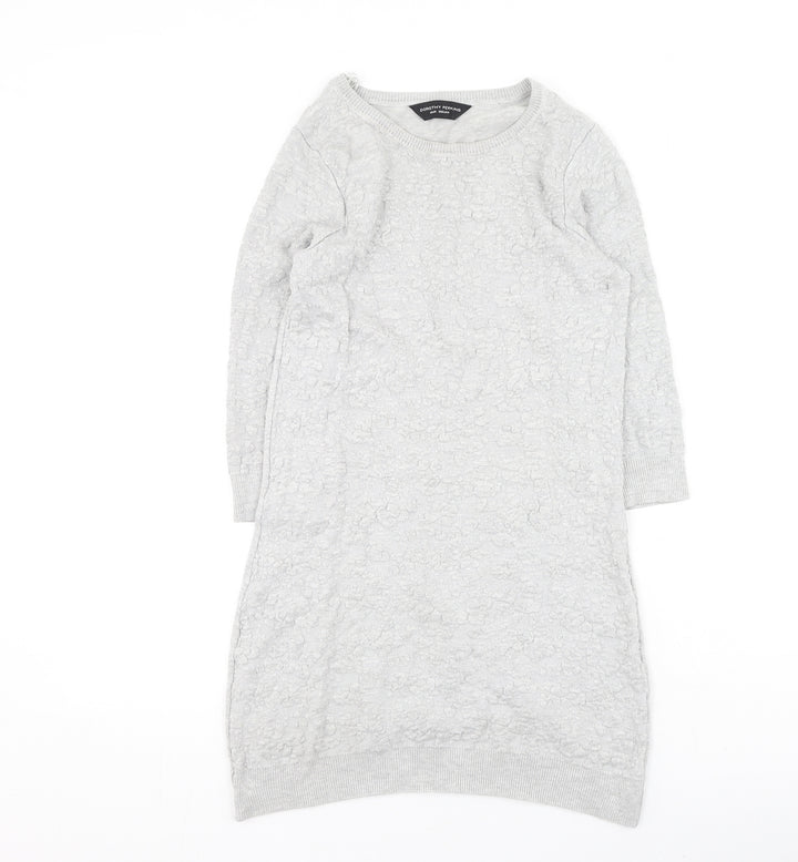 Dorothy Perkins Womens Grey Round Neck Viscose Pullover Jumper Size 10