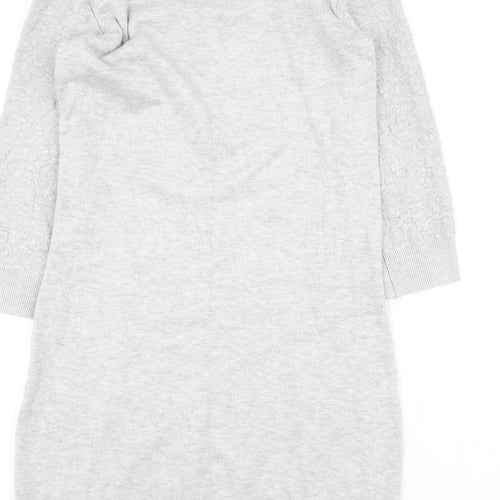 Dorothy Perkins Womens Grey Round Neck  Viscose Pullover Jumper Size 10