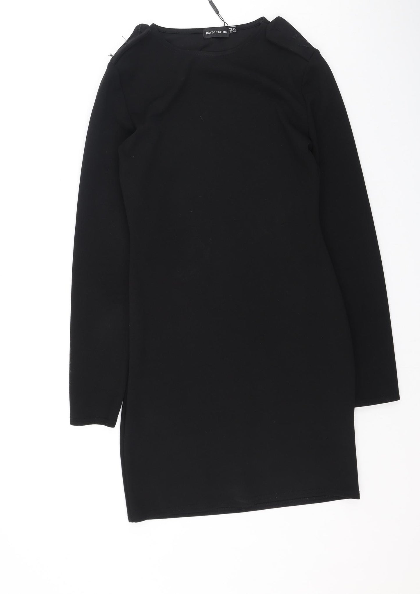 PRETTYLITTLETHING Womens Black  Polyester Bodycon  Size 10  Round Neck