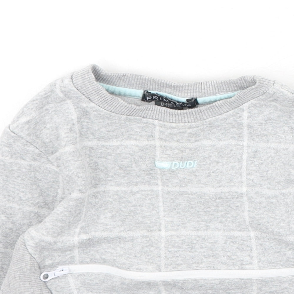 Primark  Boys Grey Plaid Cotton Pullover Jumper Size 12-18 Months