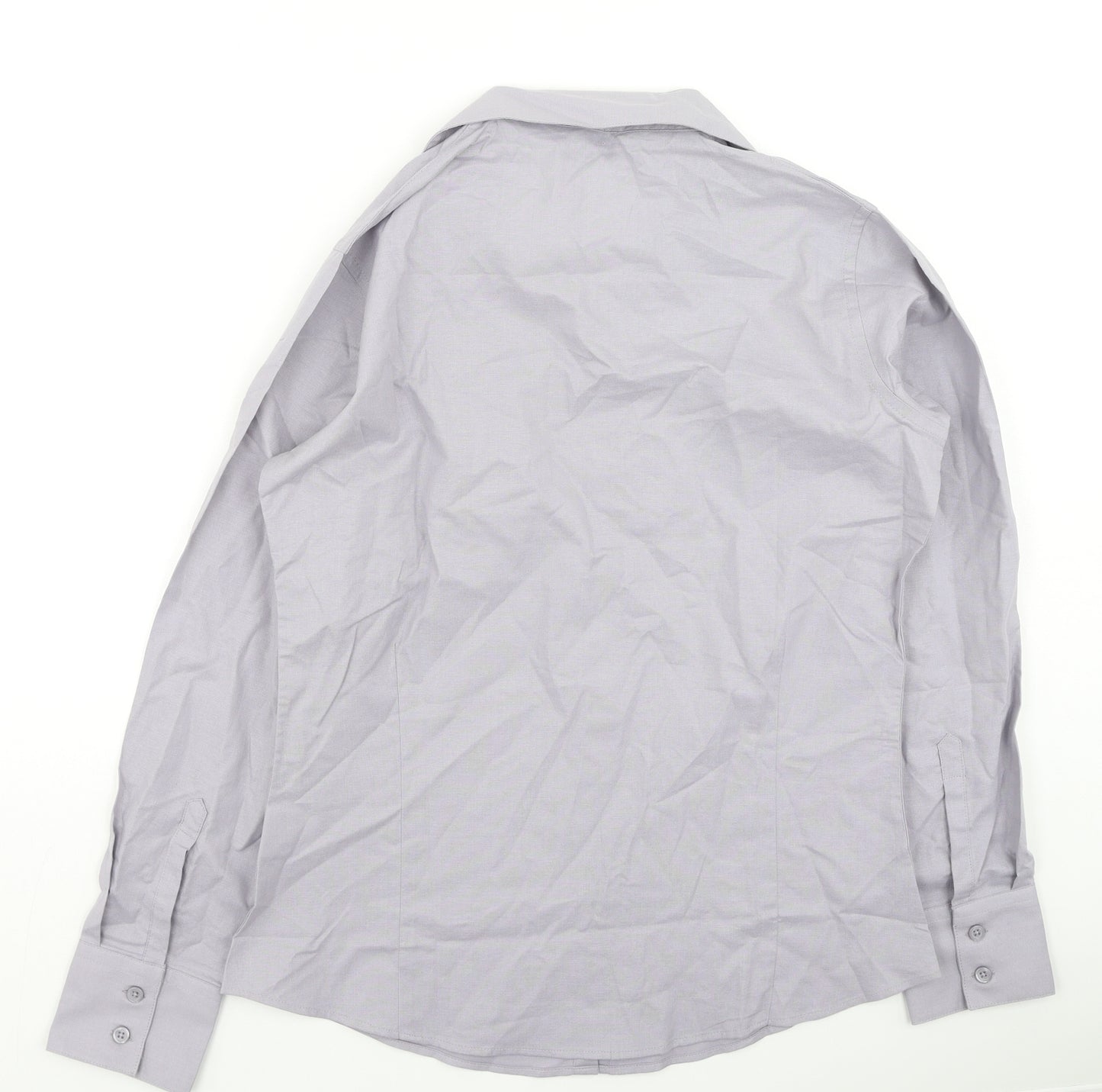 Premier Womens Grey  Cotton Basic Button-Up Size 10 Collared