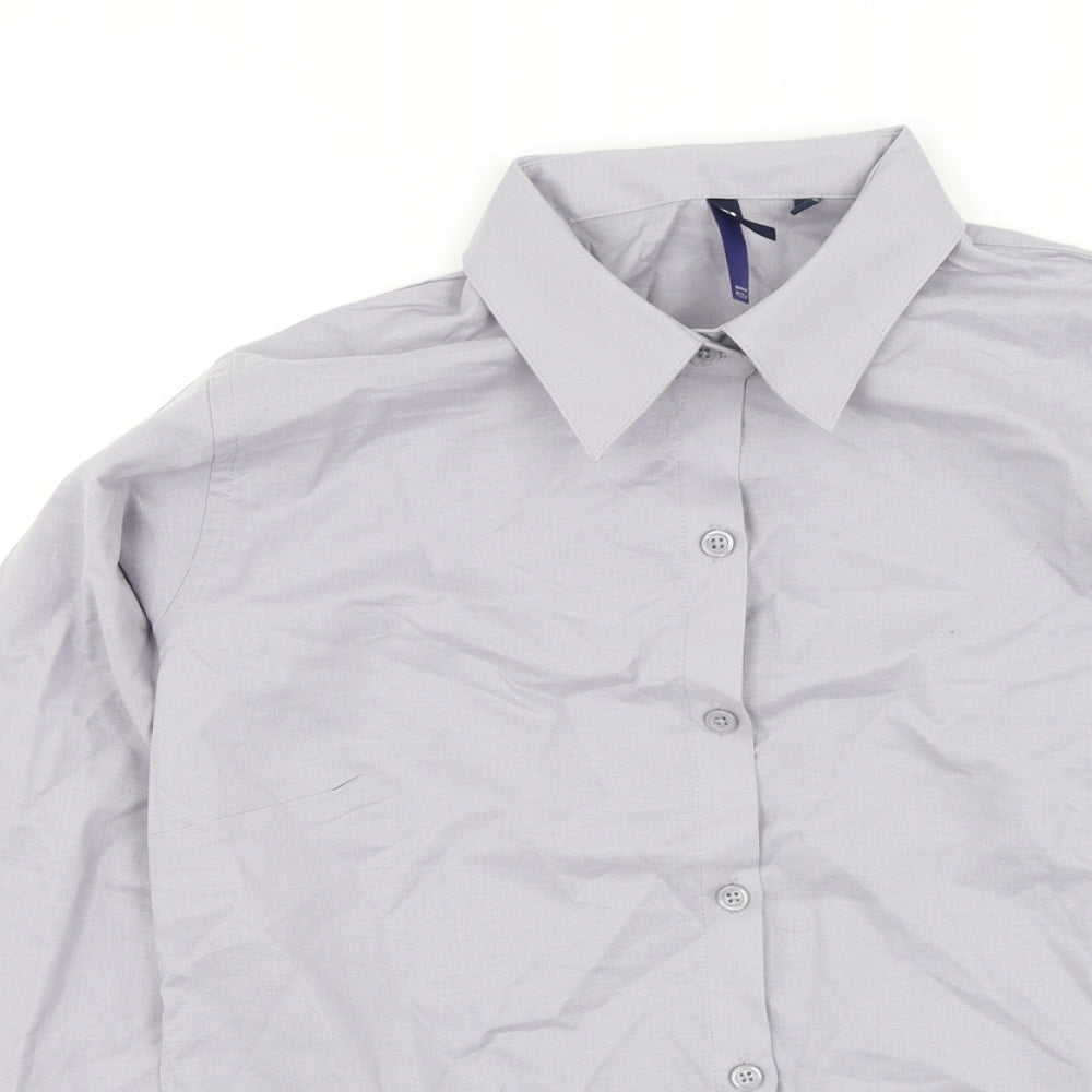 Premier Womens Grey  Cotton Basic Button-Up Size 10 Collared