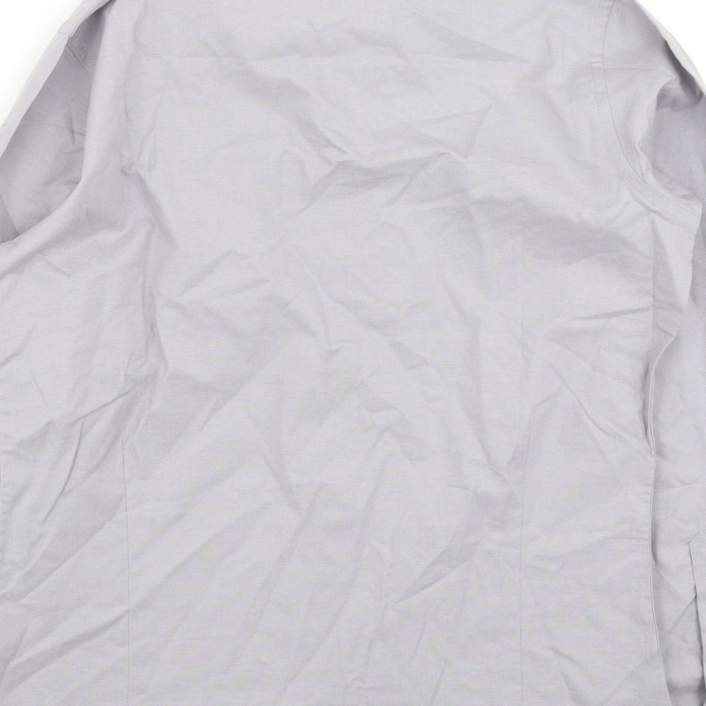 Premier Womens Grey  Cotton Basic Button-Up Size 10 Collared