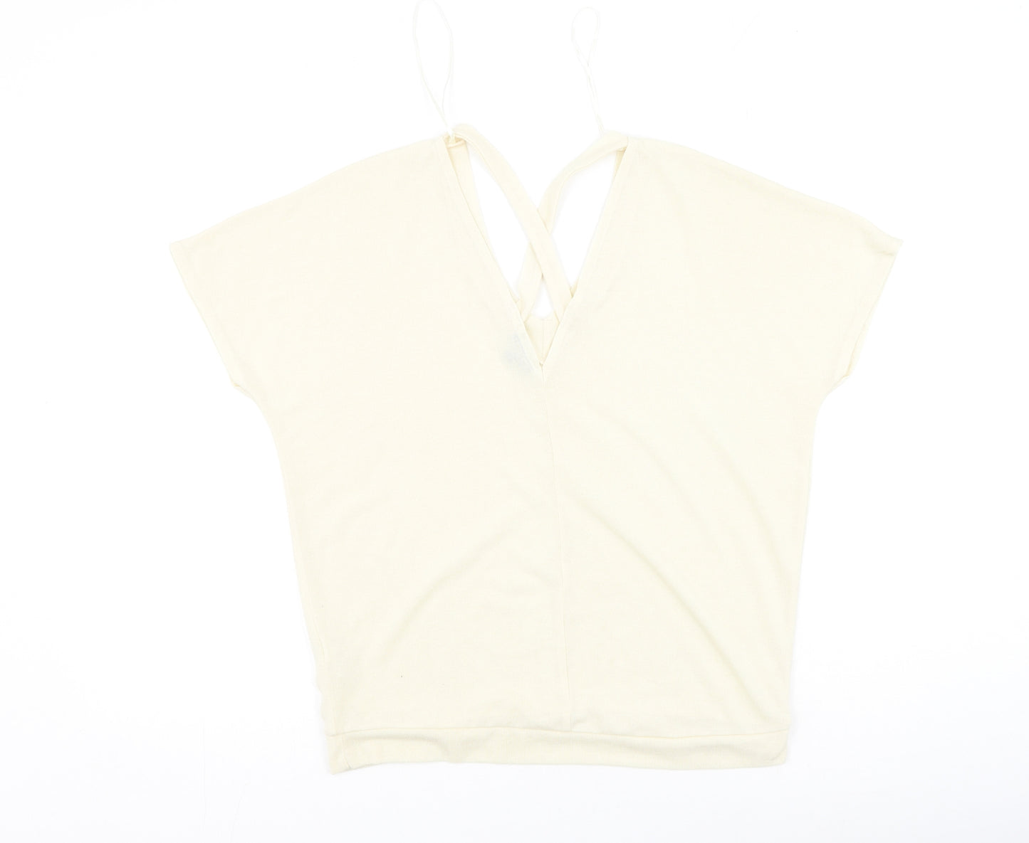 River Island  Womens Beige  Polyester Basic T-Shirt Size 6 V-Neck