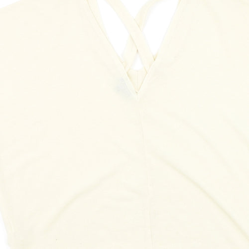 River Island  Womens Beige  Polyester Basic T-Shirt Size 6 V-Neck