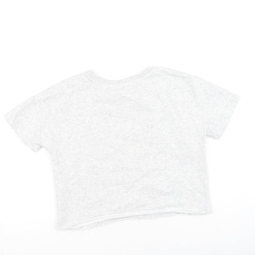 Preworn Girls Grey  Cotton Basic Casual Size 11 Years Round Neck