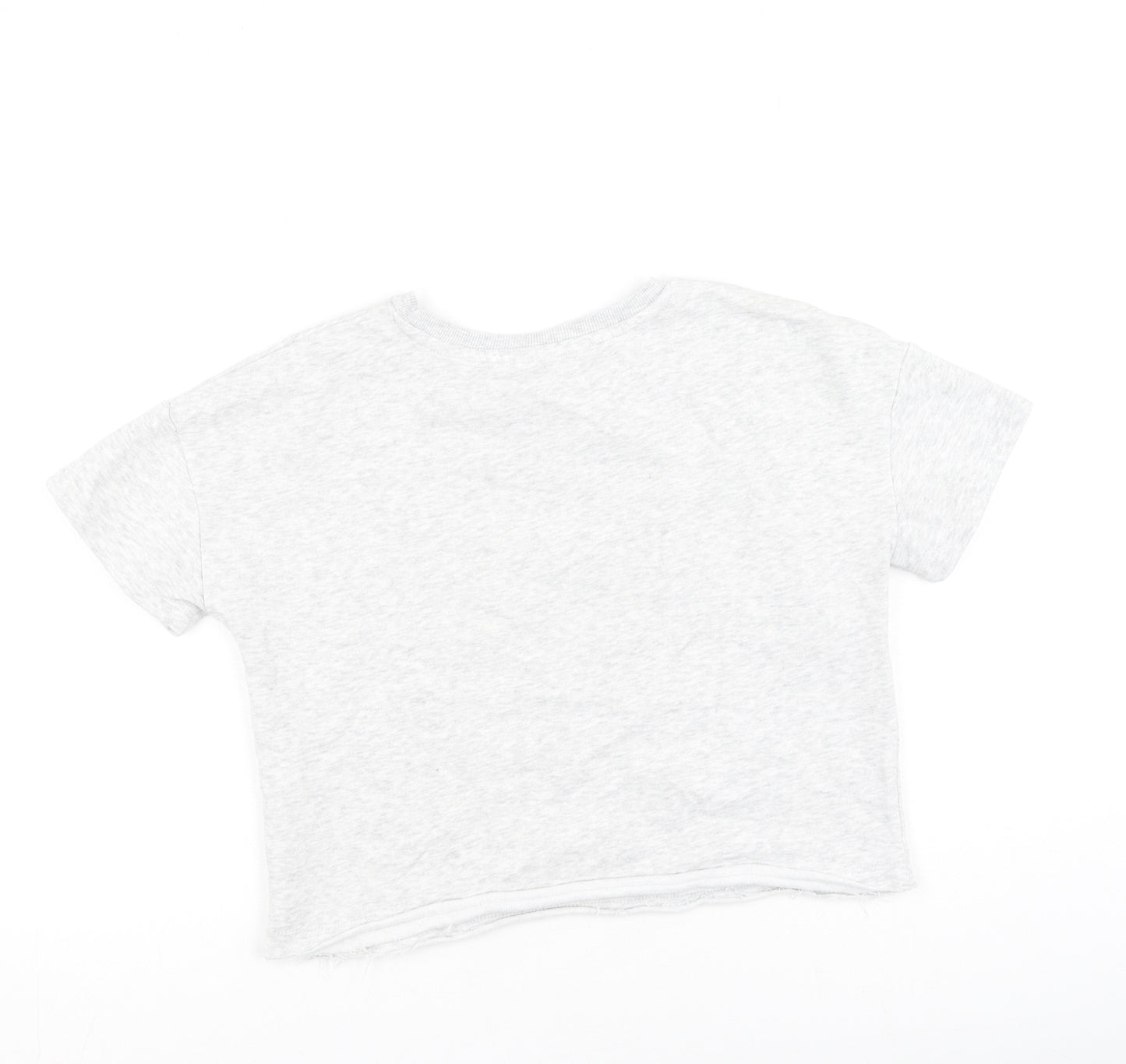 Preworn Girls Grey  Cotton Basic Casual Size 11 Years Round Neck