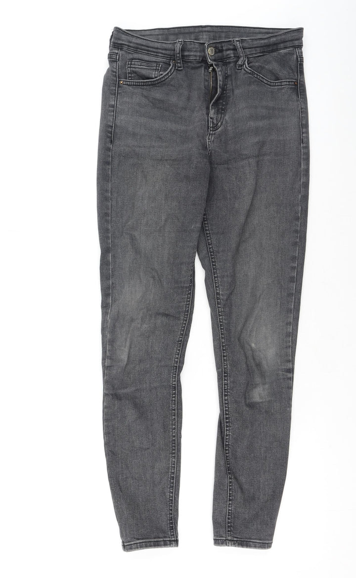 Topshop Womens Grey Cotton Skinny Jeans Size 28 L32 in Regular