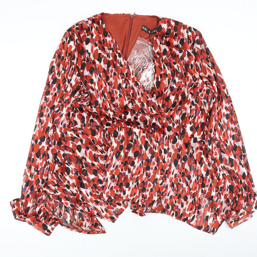 silkfred Womens Multicoloured  Polyester Basic Blouse Size 18 V-Neck